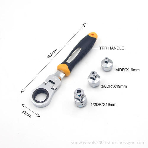 3in1 Ratchet Wrench Set Adjustable Sleeve Adapter